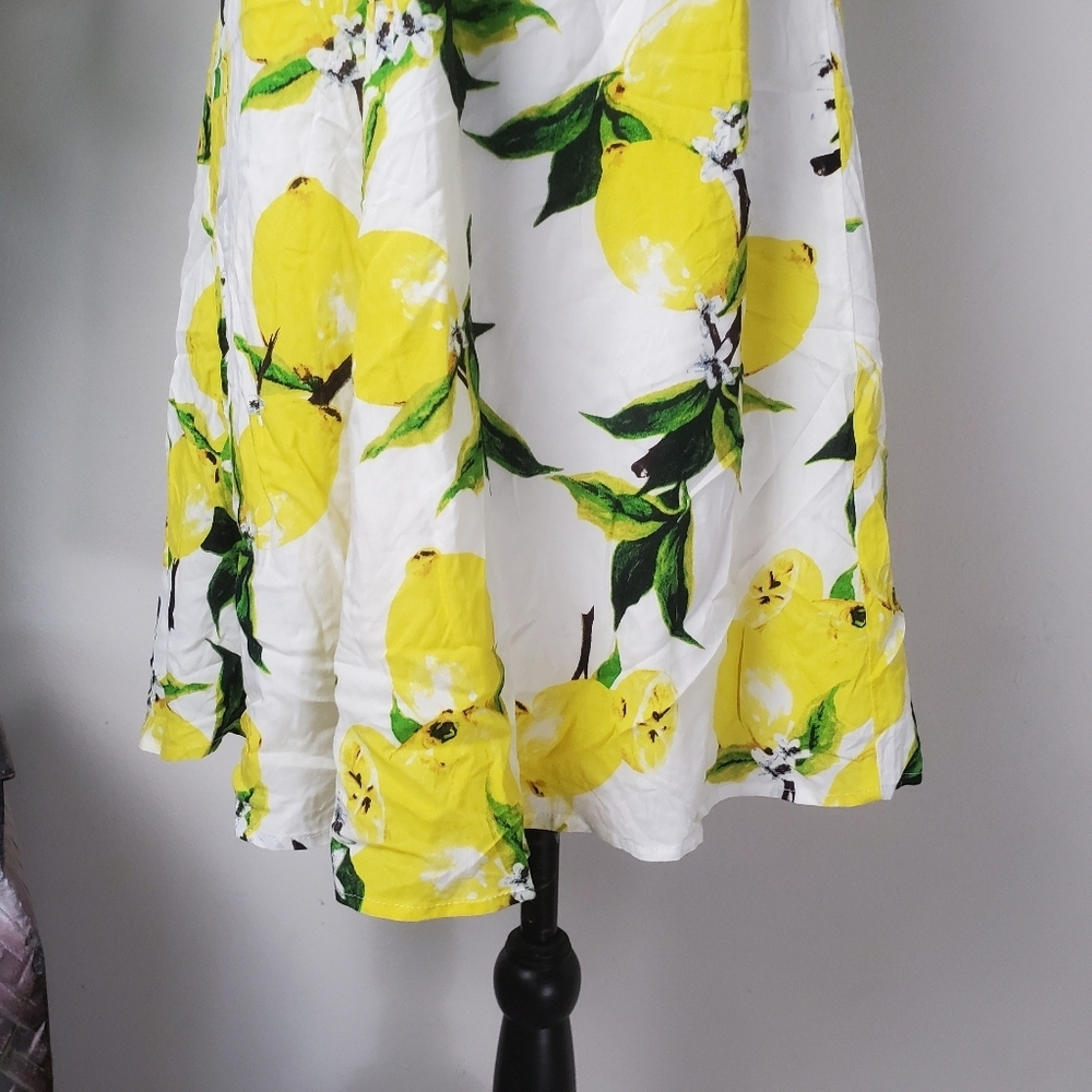 Lemon Print Halter Dress Women's Size Medium - Picture 3 of 11